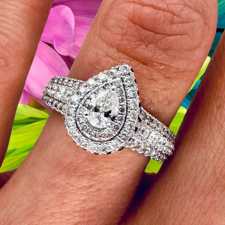 1 CTW Pear Diamond Engagement Ring