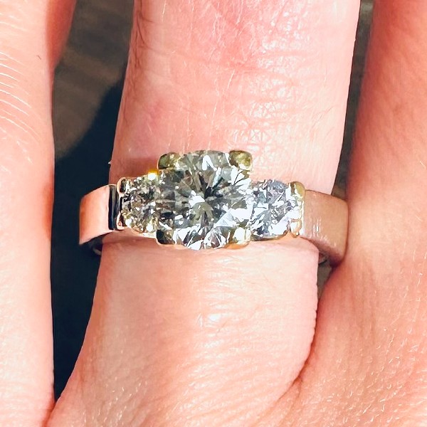 1.60 CTW 3 Stone Diamond Engagement Ring