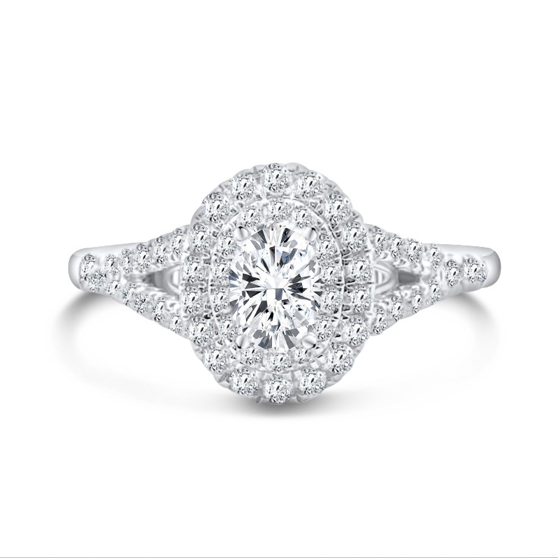 1.15 CTW Lab Oval Halo Engagement Ring