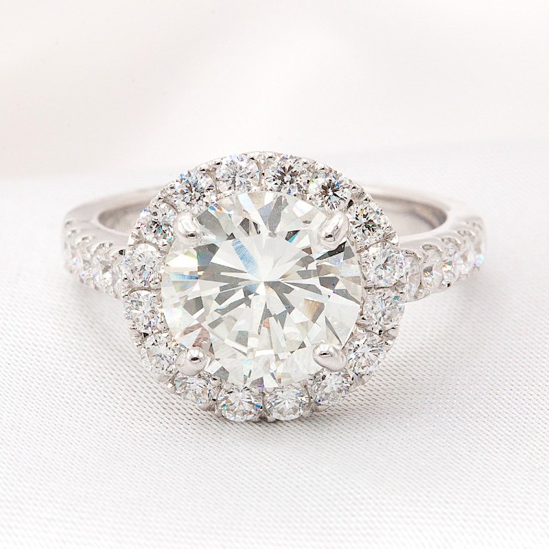 GIA Round Diamond Halo Engagement ring