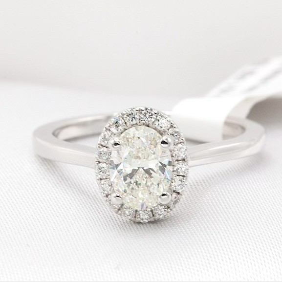1 CTW GIA Oval Halo Engagement Ring