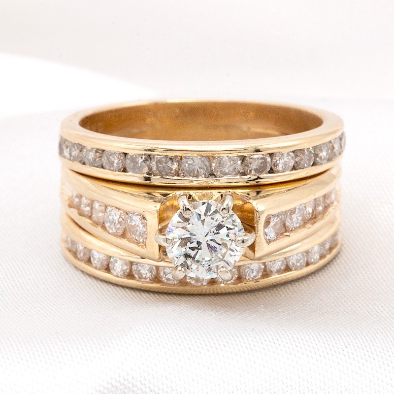 1.60 CTW Diamond Ring and Wedding Bands