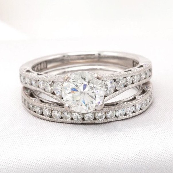 2 CTW 18k Tacori Engagement Ring and Band