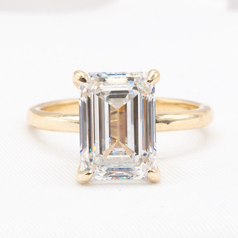 3.93 Carat Lab Grown Emerald Engagement Ring