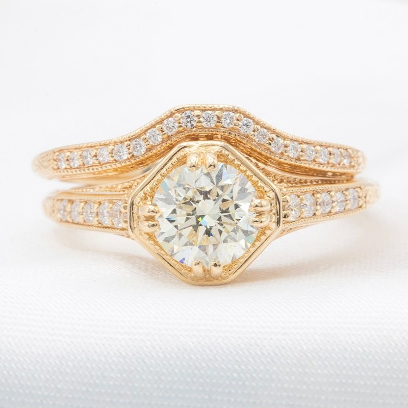 14k 1.20 CTW Antique Engagement Ring & Band