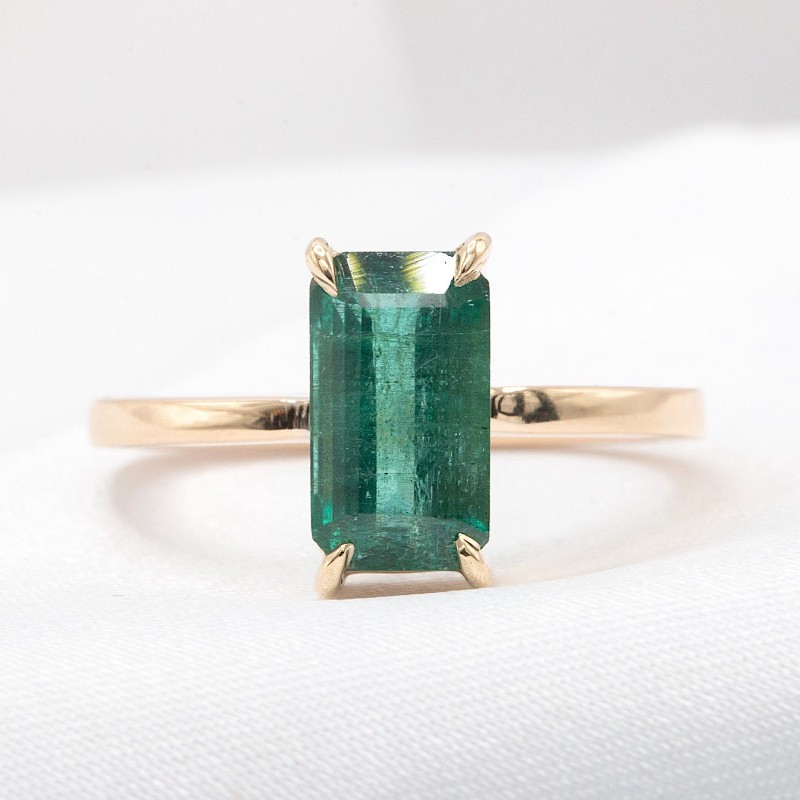 14k 2.40 Zambian Emerald Engagement Ring