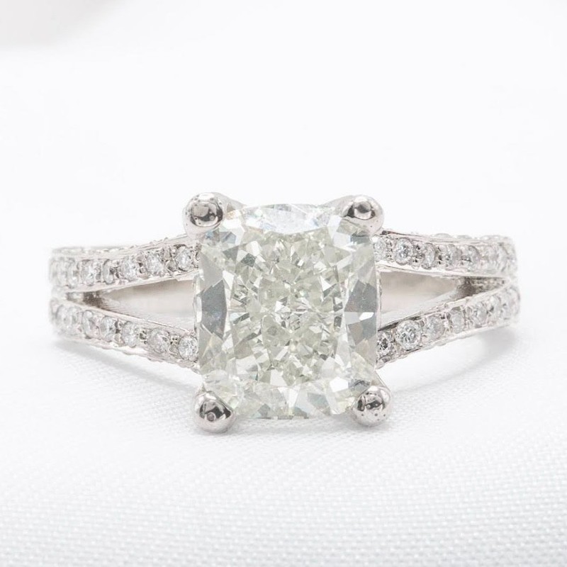 3.50 CTW GIA Cushion Cut Engagement Ring