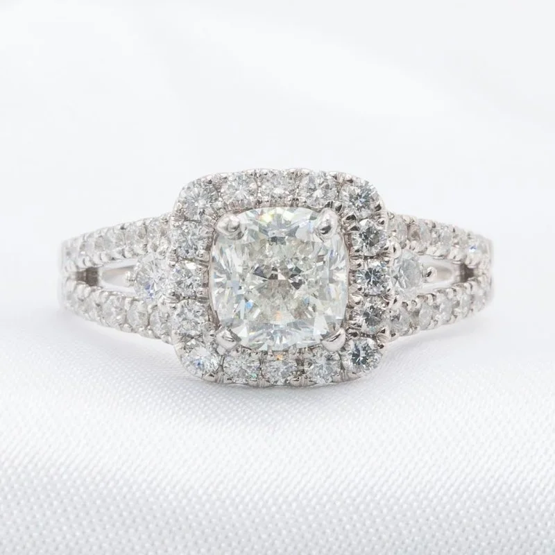 2 CTW Cushion Cut Halo Engagement Ring