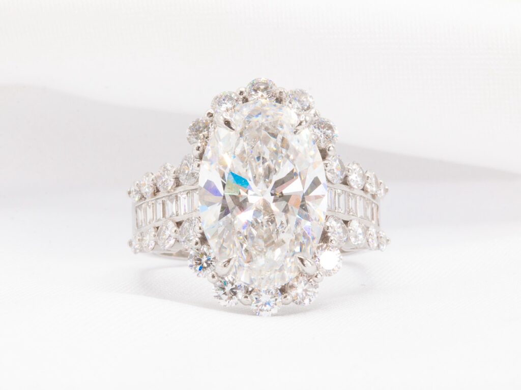 14k 7.78 CTW Lab Oval Halo Engagement Ring