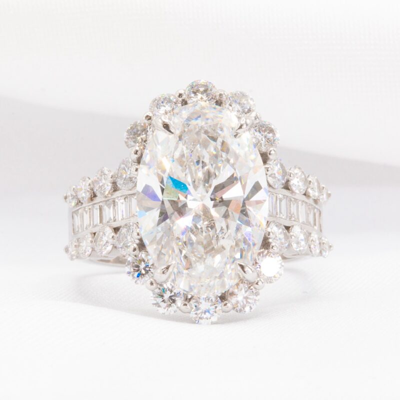 14k 7.78 CTW Lab Oval Halo Engagement Ring