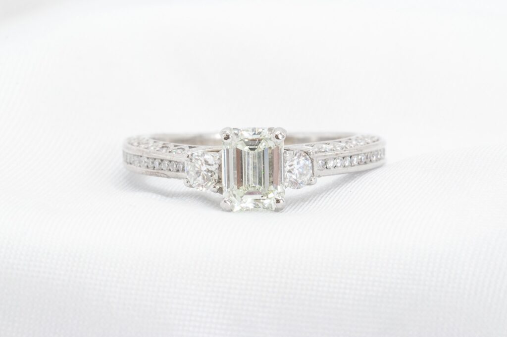 14k 1.58 CTW Emerald Cut Engagement Ring