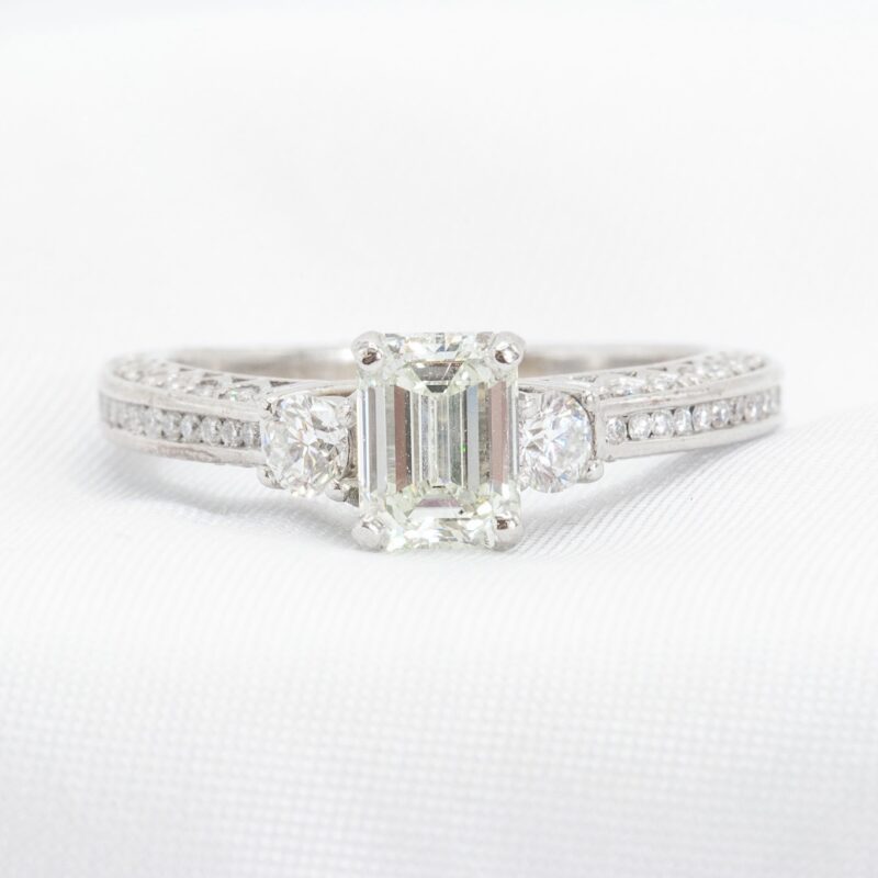 14k 1.58 CTW Emerald Cut Engagement Ring