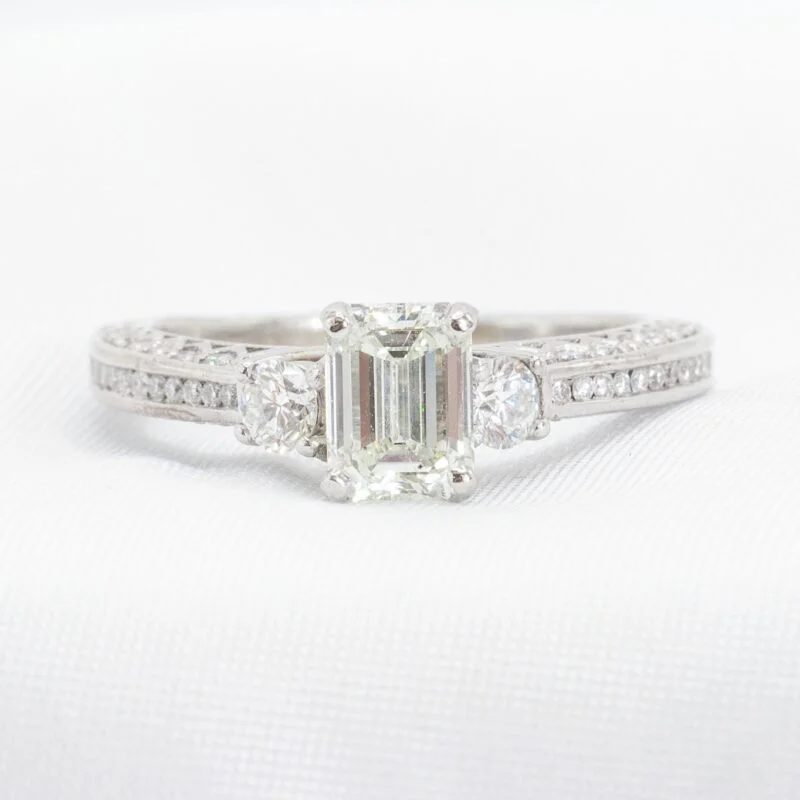 emerald cut natural diamond ring