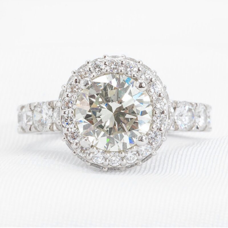 Platinum 3.59 CTW GIA Certified Halo Engagement Ring