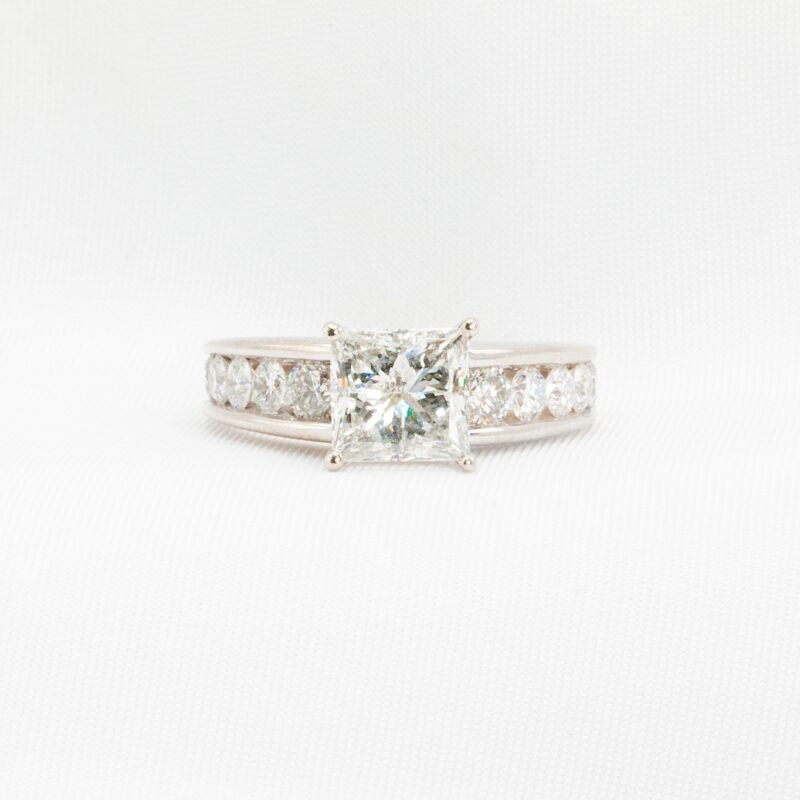 14k 3.13 CTW Princess Cut Engagement Ring