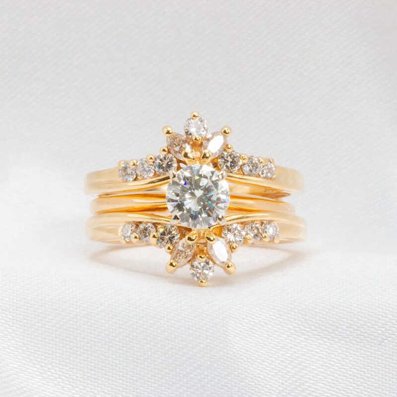 14k Yellow Gold 1.06 CTW Diamond Solitaire Ring With Ring Guard