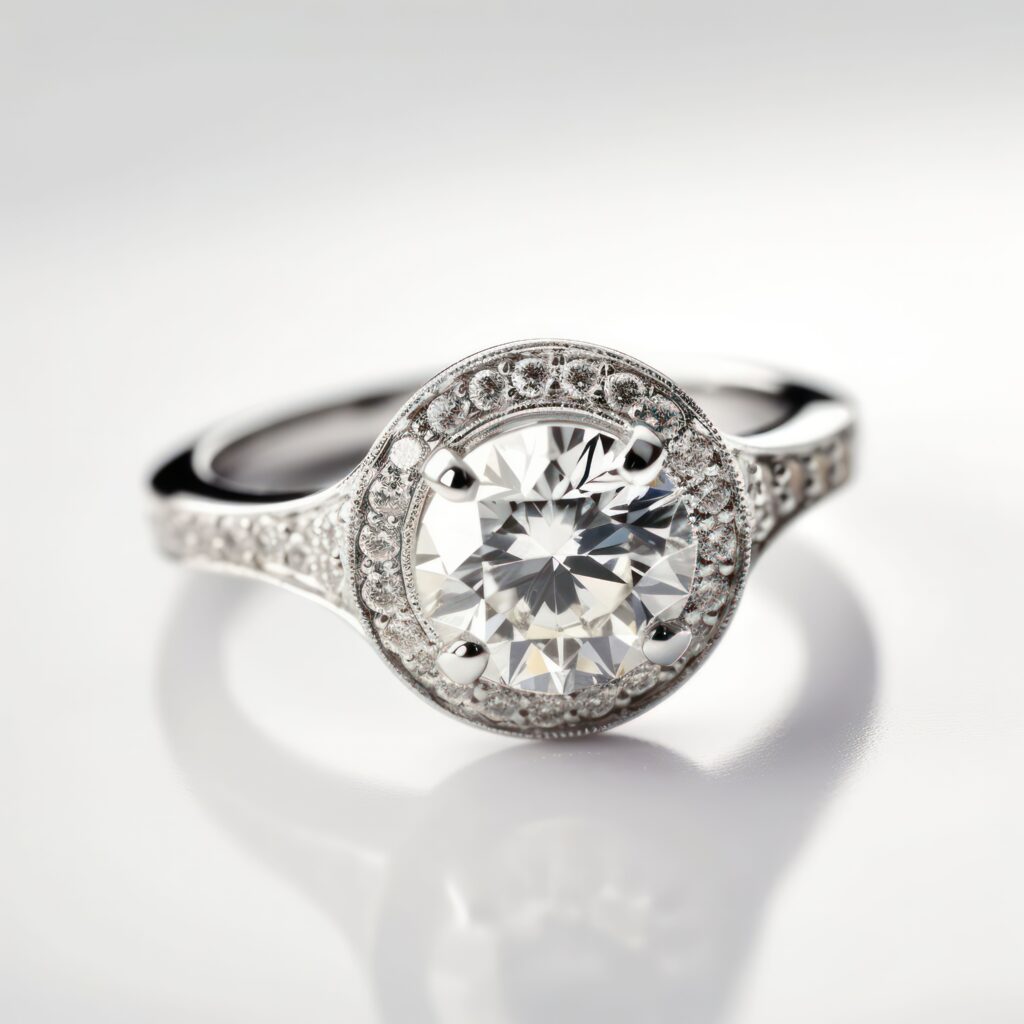 Halo diamond engagement ring