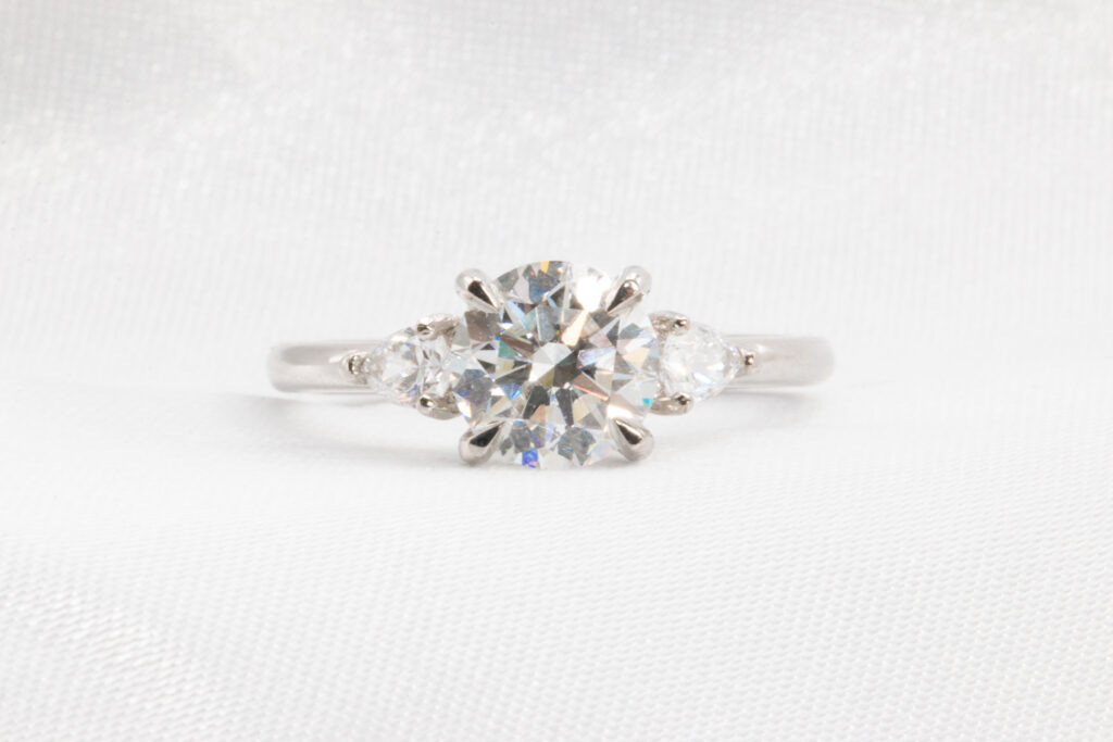 14k White Gold 1.81 CTW Lab Diamond 3 Stone Ring