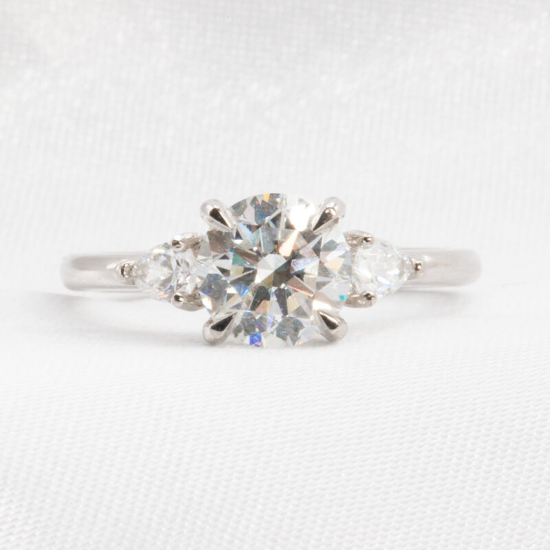 14k White Gold 1.81 CTW Lab Diamond 3 Stone Ring