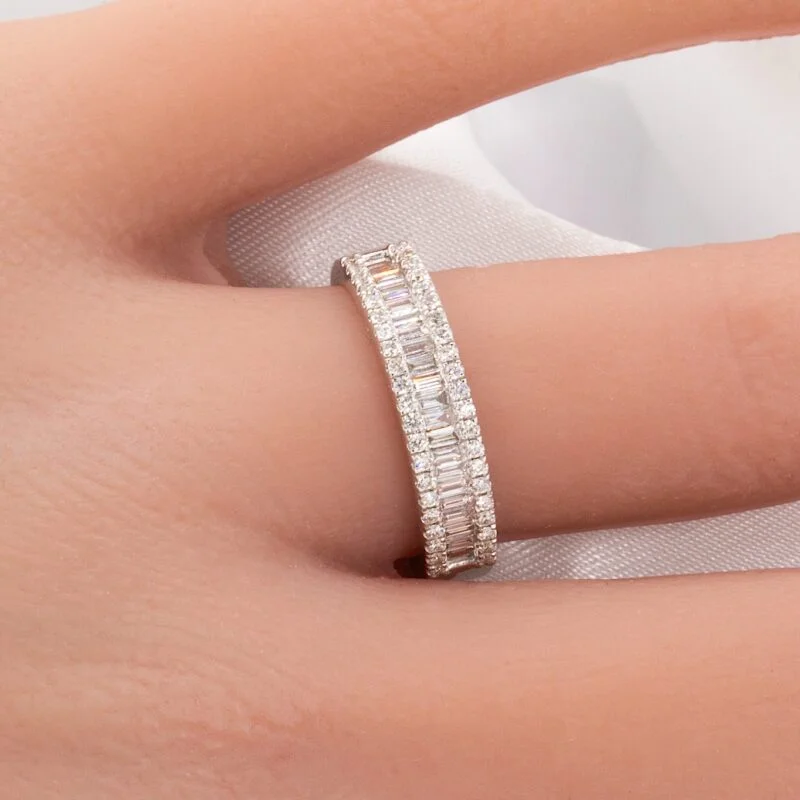 3 row diamond wedding band