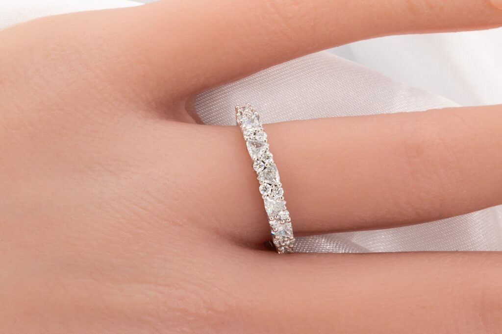 multi shape diamond wedding band