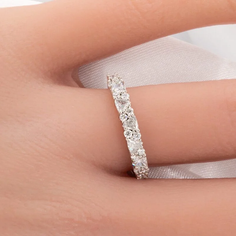 multi shape diamond wedding band