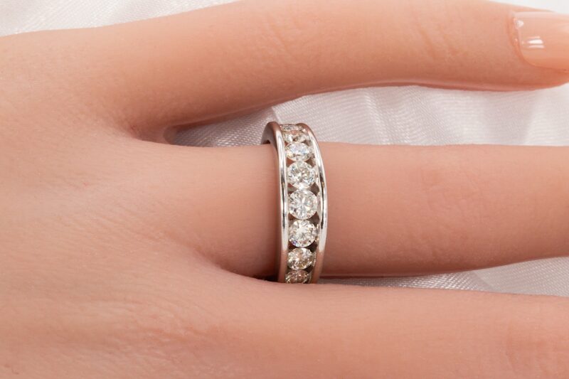 channel set diamond wedding band
