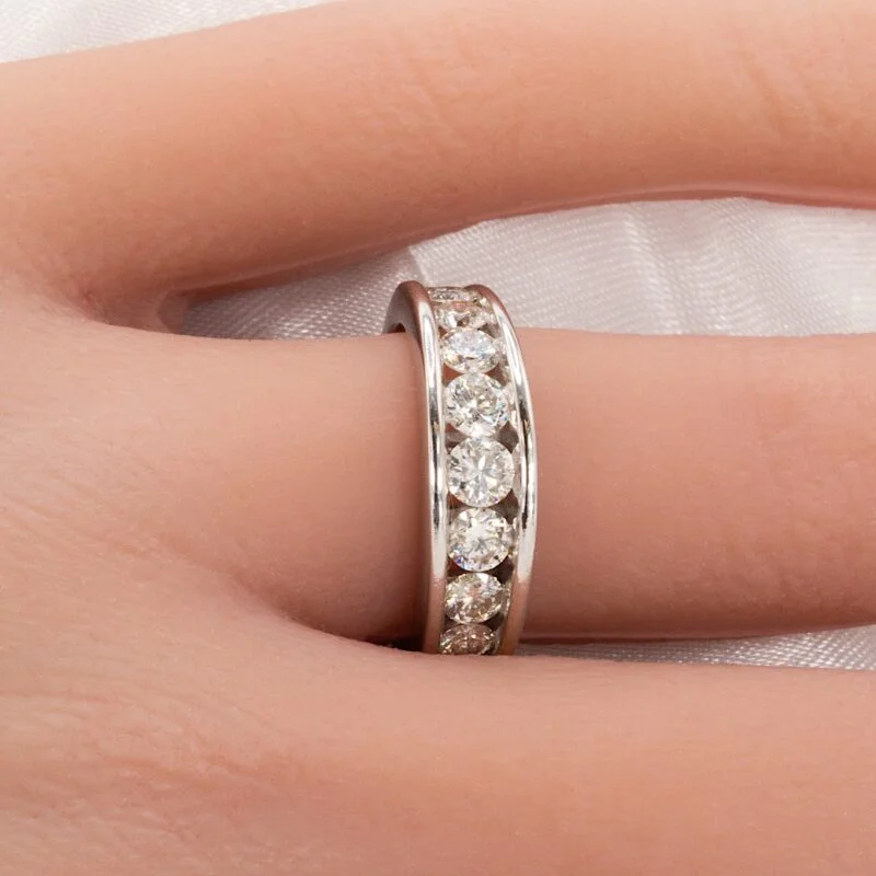 channel set diamond wedding band
