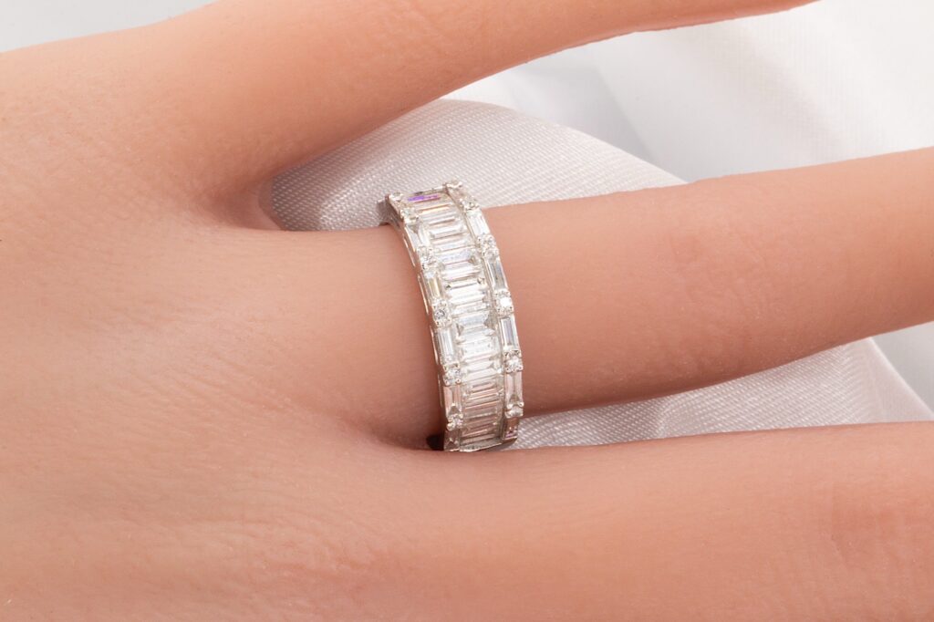 3 row diamond wedding band
