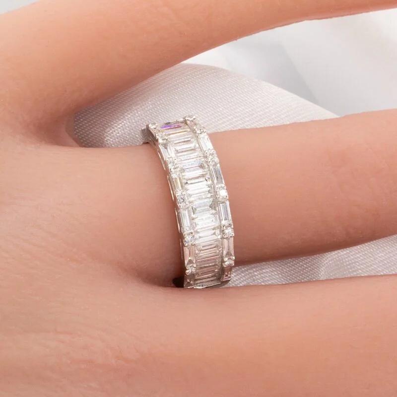 3 row diamond wedding band
