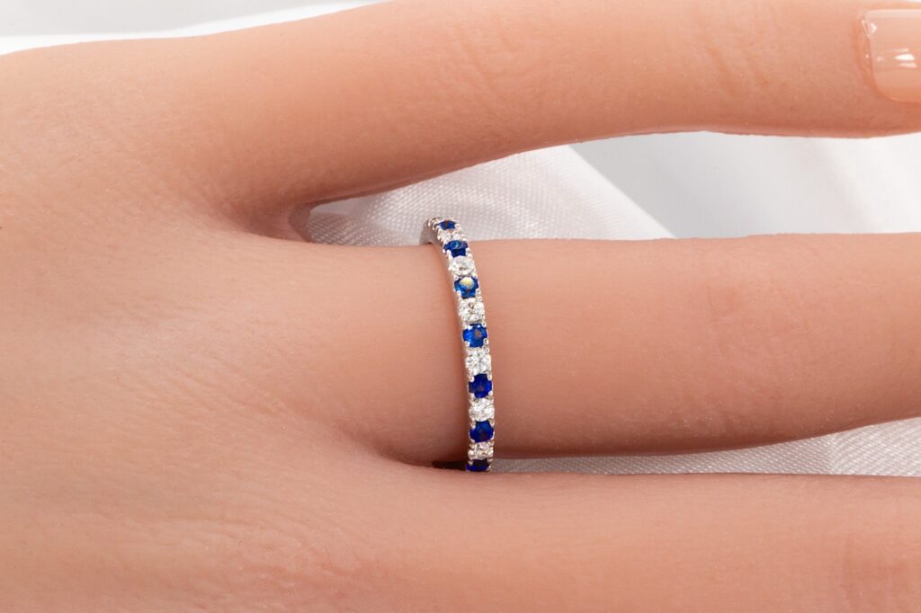 14k 0.41 CTW Sapphire & Diamond Wedding Band