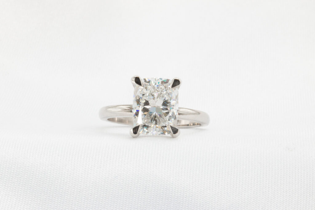 cushion cut lab diamond solitaire ring