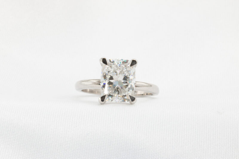 cushion cut lab diamond solitaire ring