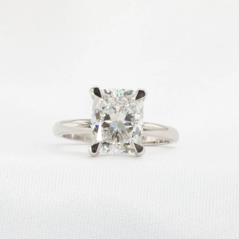cushion cut lab diamond solitaire ring