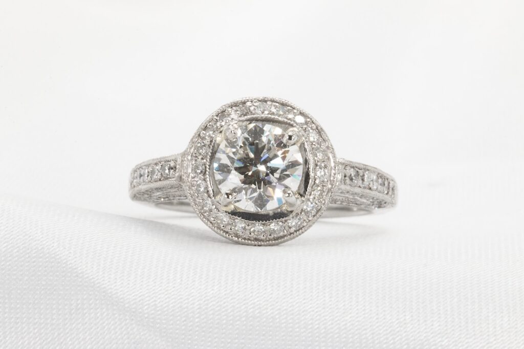 gia certified diamond halo engagement ring