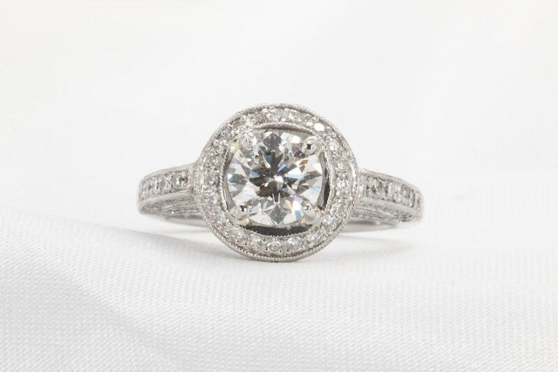 gia certified diamond halo engagement ring
