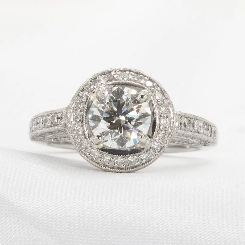 gia certified diamond halo engagement ring