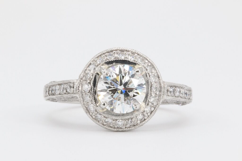 gia certified diamond halo engagement ring