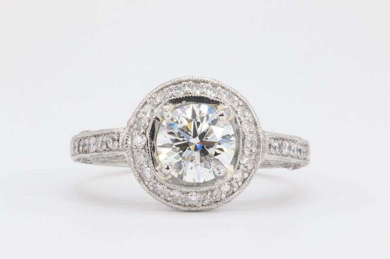gia certified diamond halo engagement ring