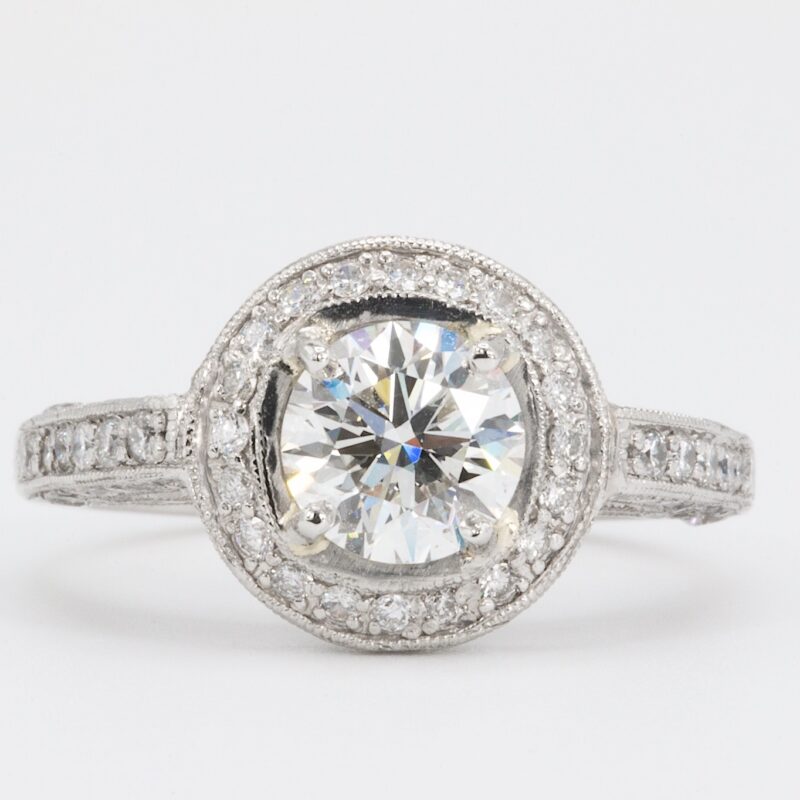 gia certified diamond halo engagement ring
