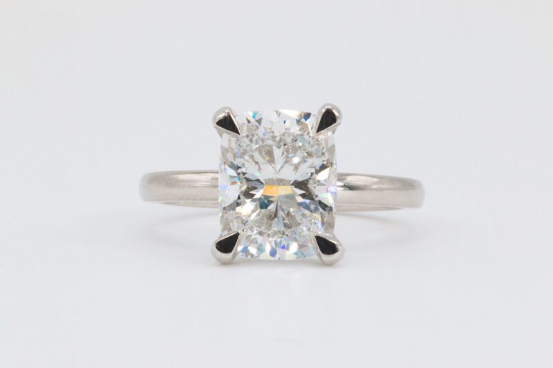 cushion cut lab diamond solitaire ring