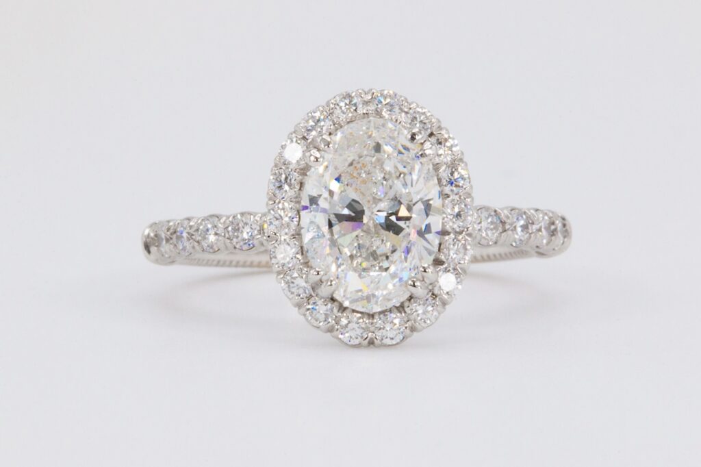 verragio oval halo natural diamond engagement ring