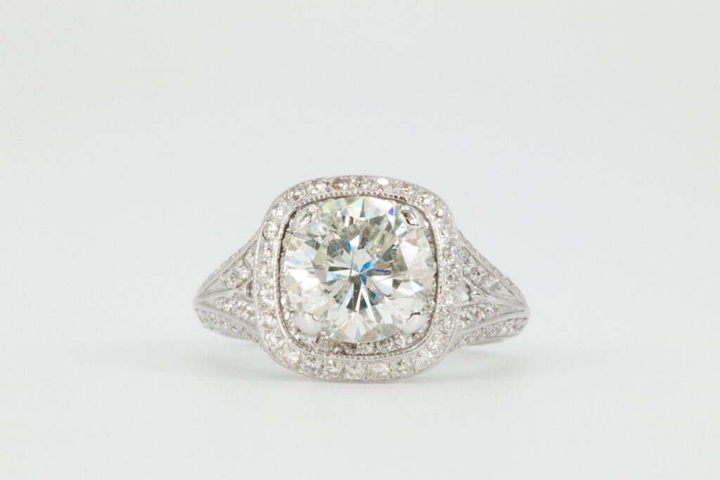 14k 3.04 CTW Halo Round Diamond Engagement Ring