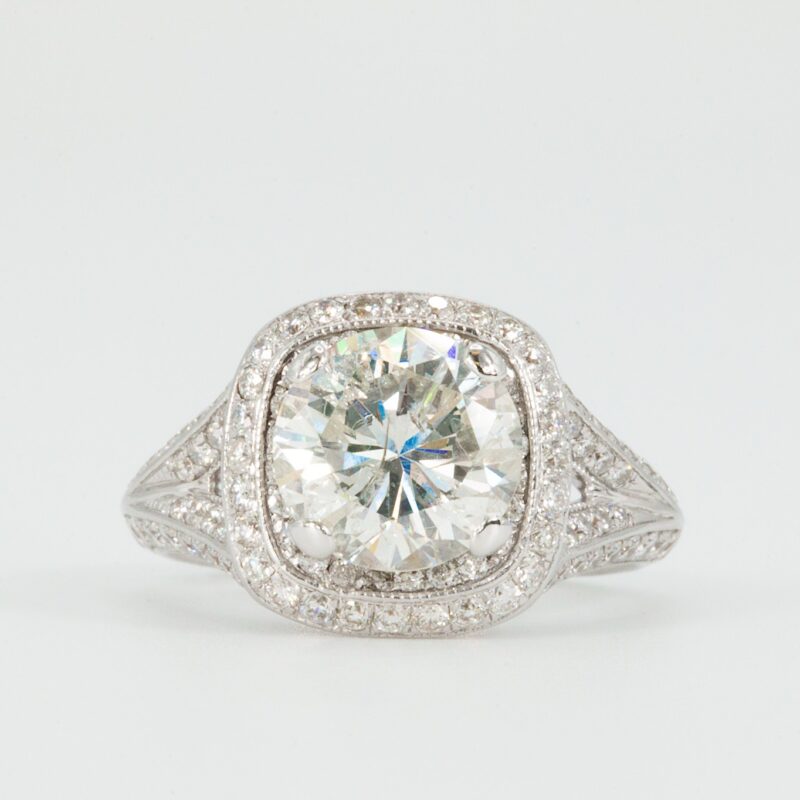 14k 3.04 CTW Halo Round Diamond Engagement Ring