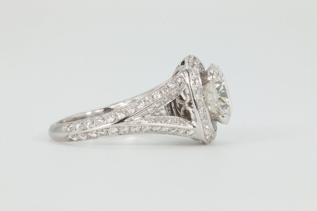 14k 3.04 CTW Halo Round Diamond Engagement Ring side