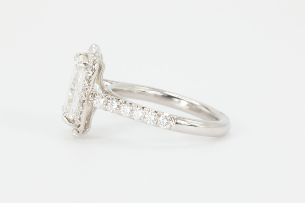 Platinum 3.71 CTW Cushion Cut GIA Certified Engagement Ring side