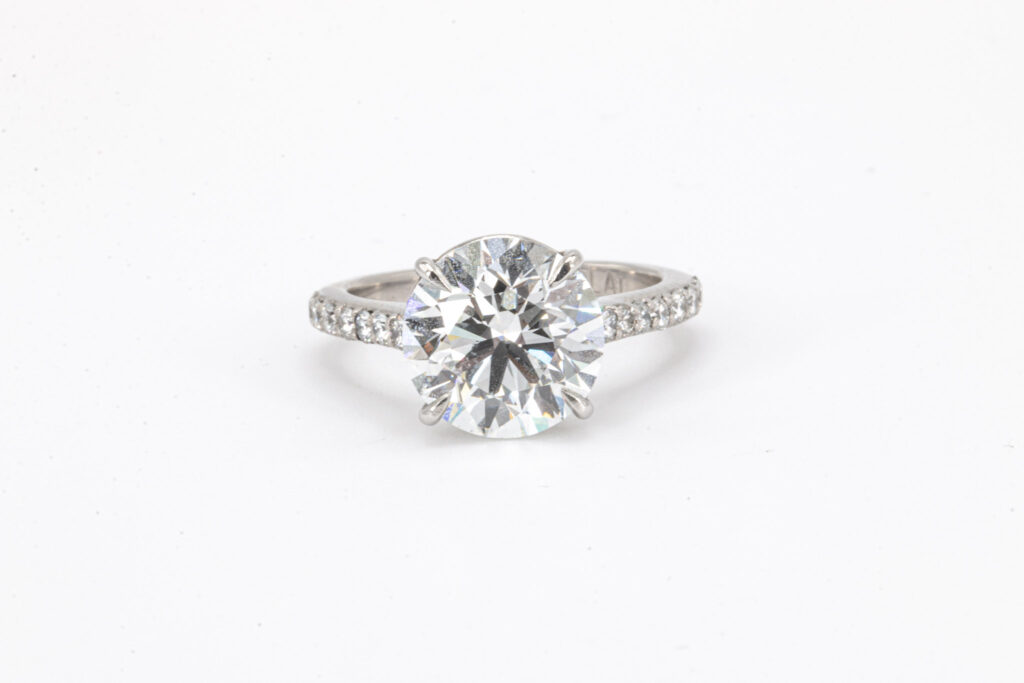 Platinum 4.35 CTW Round Cut Lab Diamond Engagement Ring