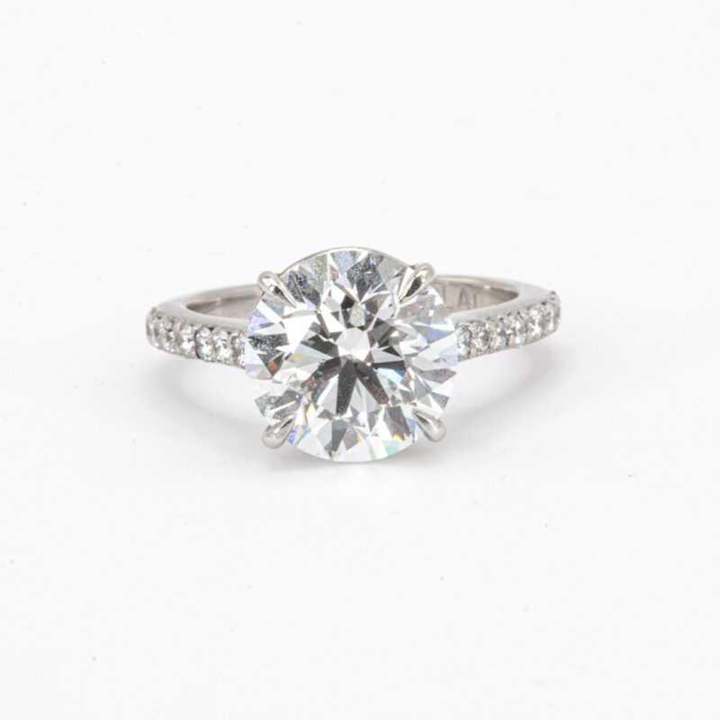 Platinum 4.35 CTW Round Cut Lab Diamond Engagement Ring