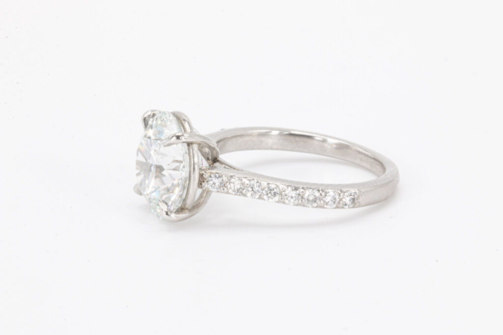 Platinum 4.35 CTW Round Cut Lab Diamond Engagement Ring side