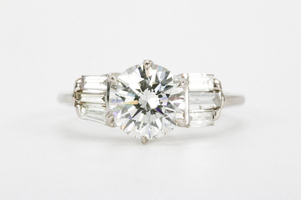 18k White Gold 2.56 CTW Round Cut GIA Certified Engagement Ring